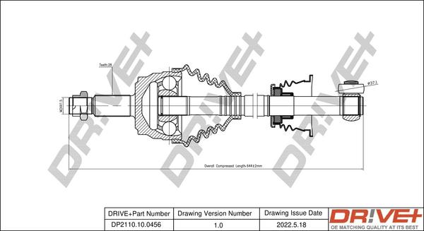 Dr!ve+ DP2110.10.0456 - Drive Shaft autospares.lv