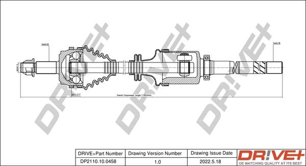 Dr!ve+ DP2110.10.0458 - Drive Shaft autospares.lv