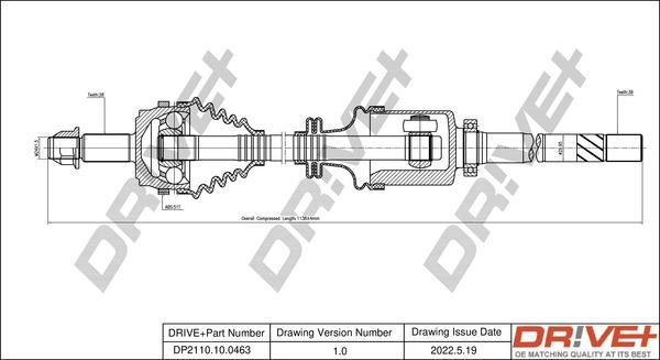Dr!ve+ DP2110.10.0463 - Drive Shaft autospares.lv