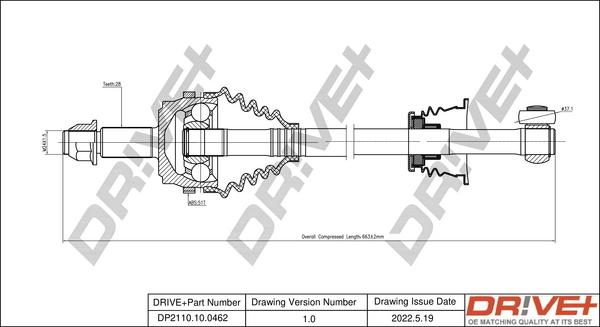 Dr!ve+ DP2110.10.0462 - Drive Shaft autospares.lv