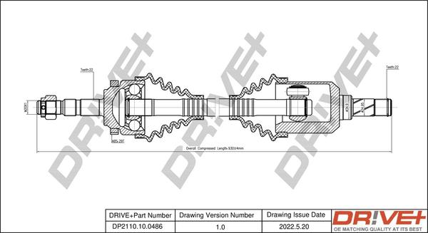 Dr!ve+ DP2110.10.0486 - Drive Shaft autospares.lv