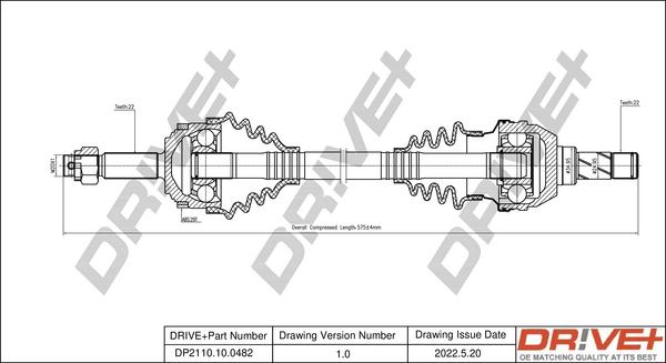 Dr!ve+ DP2110.10.0482 - Drive Shaft autospares.lv