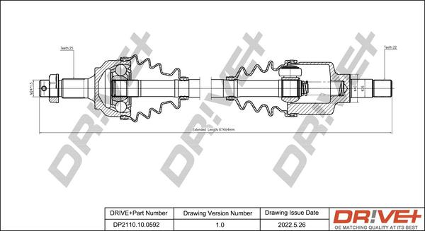 Dr!ve+ DP2110.10.0592 - Drive Shaft autospares.lv