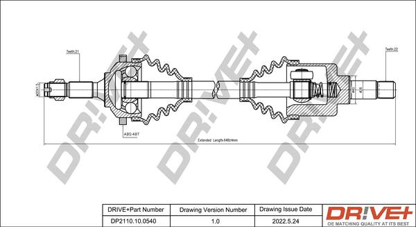 Dr!ve+ DP2110.10.0540 - Drive Shaft autospares.lv