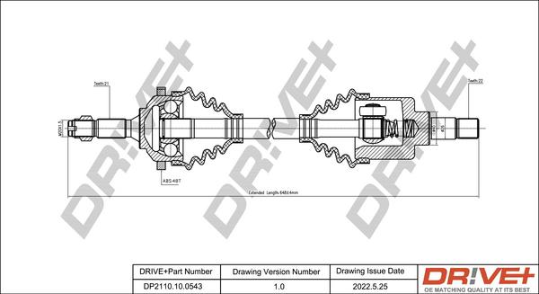 Dr!ve+ DP2110.10.0543 - Drive Shaft autospares.lv