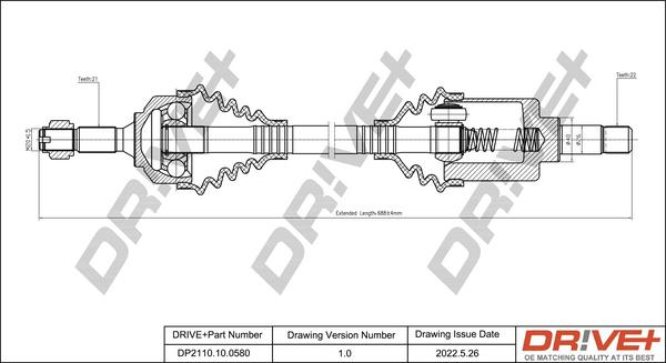 Dr!ve+ DP2110.10.0580 - Drive Shaft autospares.lv