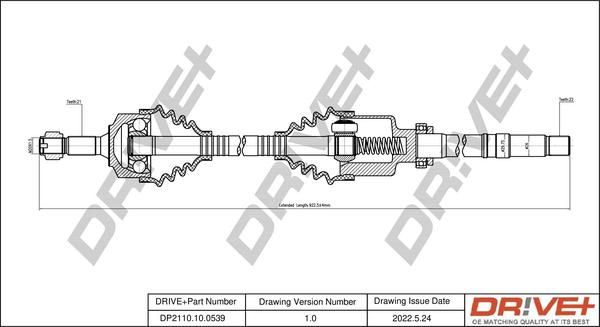 Dr!ve+ DP2110.10.0539 - Drive Shaft autospares.lv