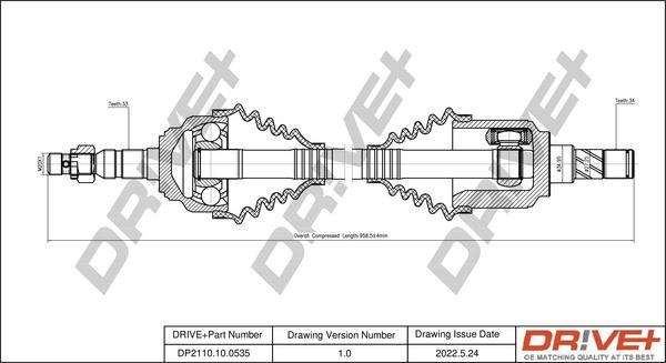 Dr!ve+ DP2110.10.0535 - Drive Shaft autospares.lv