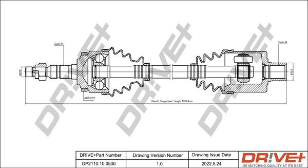 Dr!ve+ DP2110.10.0530 - Drive Shaft autospares.lv