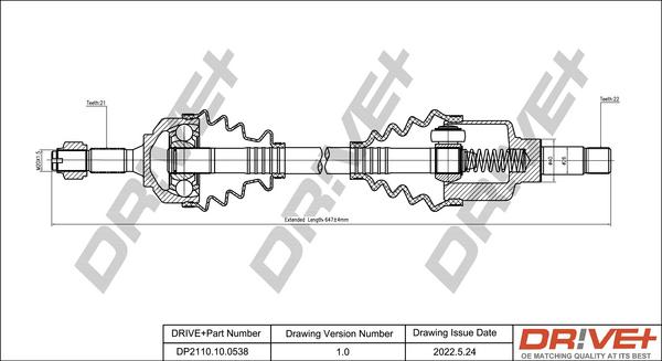 Dr!ve+ DP2110.10.0538 - Drive Shaft autospares.lv