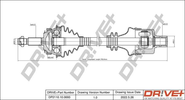 Dr!ve+ DP2110.10.0693 - Drive Shaft autospares.lv