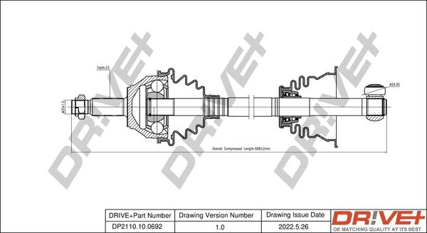 Dr!ve+ DP2110.10.0692 - Drive Shaft autospares.lv