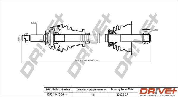 Dr!ve+ DP2110.10.0644 - Drive Shaft autospares.lv