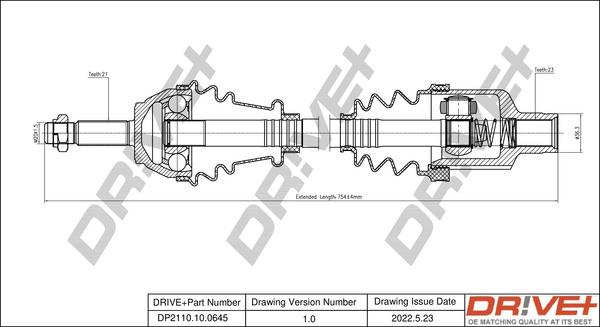 Dr!ve+ DP2110.10.0645 - Drive Shaft autospares.lv