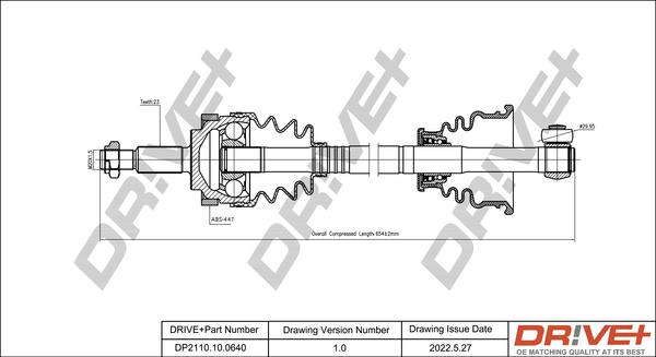 Dr!ve+ DP2110.10.0640 - Drive Shaft autospares.lv