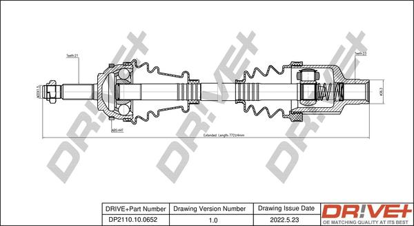 Dr!ve+ DP2110.10.0652 - Drive Shaft autospares.lv