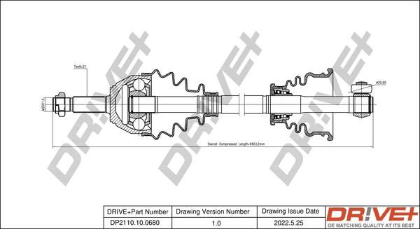 Dr!ve+ DP2110.10.0680 - Drive Shaft autospares.lv