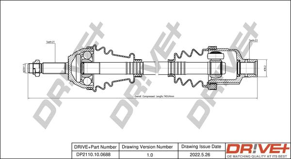 Dr!ve+ DP2110.10.0688 - Drive Shaft autospares.lv