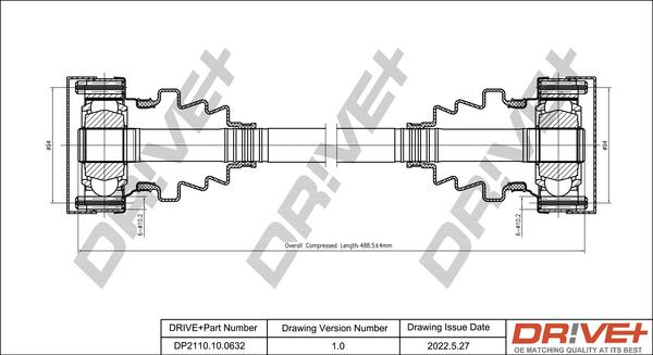 Dr!ve+ DP2110.10.0632 - Drive Shaft autospares.lv