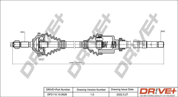 Dr!ve+ DP2110.10.0628 - Drive Shaft autospares.lv