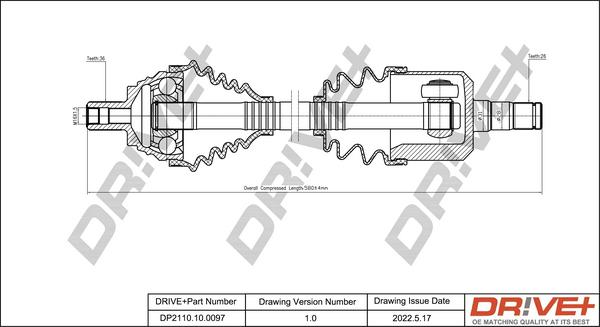 Dr!ve+ DP2110.10.0097 - Drive Shaft autospares.lv