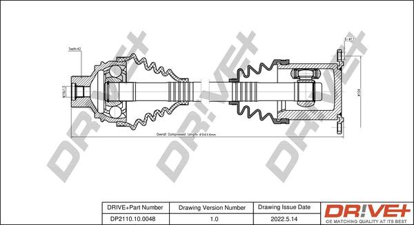 Dr!ve+ DP2110.10.0048 - Drive Shaft autospares.lv