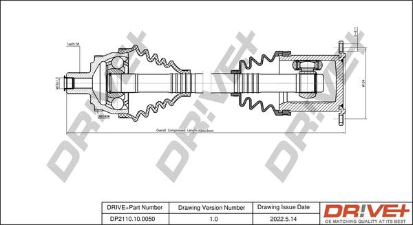 Dr!ve+ DP2110.10.0050 - Drive Shaft autospares.lv