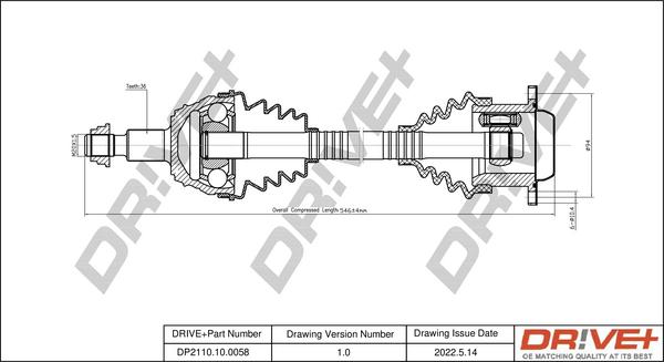 Dr!ve+ DP2110.10.0058 - Drive Shaft autospares.lv