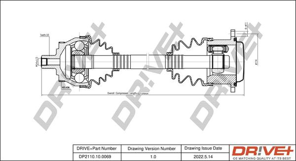 Dr!ve+ DP2110.10.0069 - Drive Shaft autospares.lv