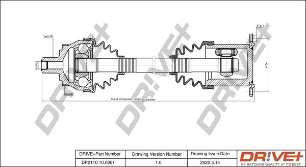 Dr!ve+ DP2110.10.0061 - Drive Shaft autospares.lv