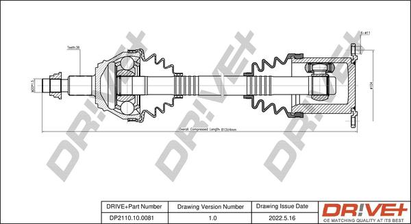 Dr!ve+ DP2110.10.0081 - Drive Shaft autospares.lv