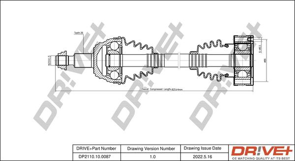 Dr!ve+ DP2110.10.0087 - Drive Shaft autospares.lv