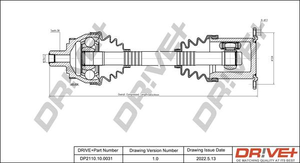 Dr!ve+ DP2110.10.0031 - Drive Shaft autospares.lv