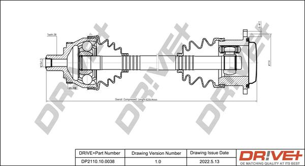 Dr!ve+ DP2110.10.0038 - Drive Shaft autospares.lv