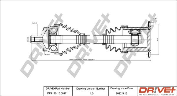 Dr!ve+ DP2110.10.0027 - Drive Shaft autospares.lv