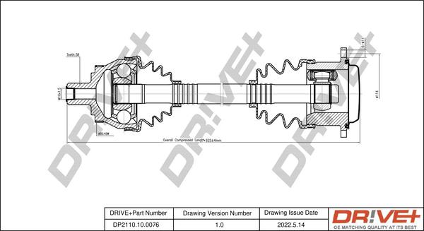 Dr!ve+ DP2110.10.0076 - Drive Shaft autospares.lv