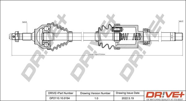 Dr!ve+ DP2110.10.0194 - Drive Shaft autospares.lv