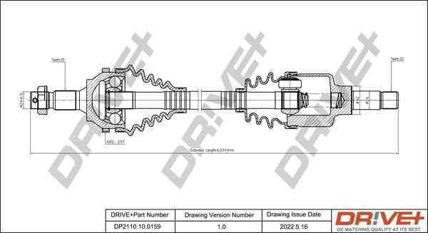 Dr!ve+ DP2110.10.0159 - Drive Shaft autospares.lv