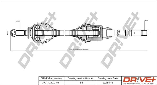 Dr!ve+ DP2110.10.0154 - Drive Shaft autospares.lv