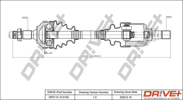 Dr!ve+ DP2110.10.0155 - Drive Shaft autospares.lv