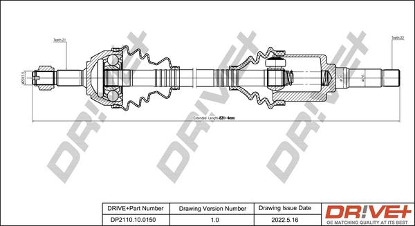 Dr!ve+ DP2110.10.0150 - Drive Shaft autospares.lv