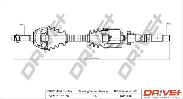 Dr!ve+ DP2110.10.0158 - Drive Shaft autospares.lv