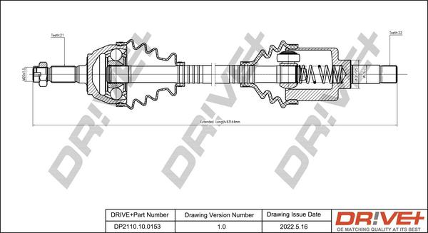 Dr!ve+ DP2110.10.0153 - Drive Shaft autospares.lv