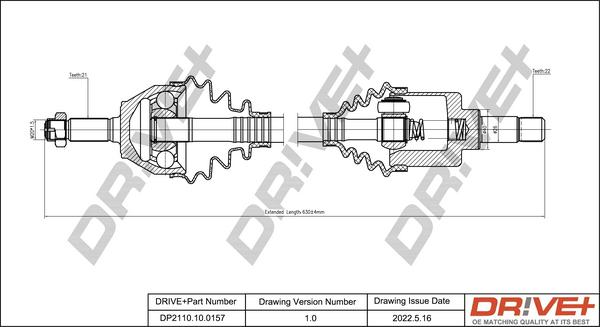 Dr!ve+ DP2110.10.0157 - Drive Shaft autospares.lv