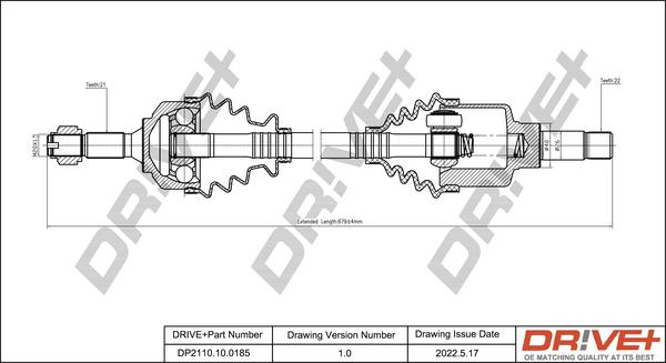 Dr!ve+ DP2110.10.0185 - Drive Shaft autospares.lv