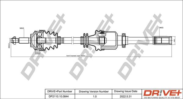 Dr!ve+ DP2110.10.0844 - Drive Shaft autospares.lv