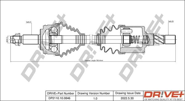 Dr!ve+ DP2110.10.0846 - Drive Shaft autospares.lv