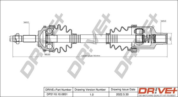 Dr!ve+ DP2110.10.0851 - Drive Shaft autospares.lv