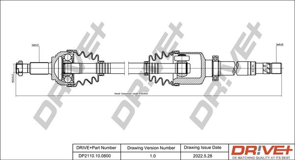 Dr!ve+ DP2110.10.0800 - Drive Shaft autospares.lv