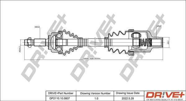 Dr!ve+ DP2110.10.0807 - Drive Shaft autospares.lv